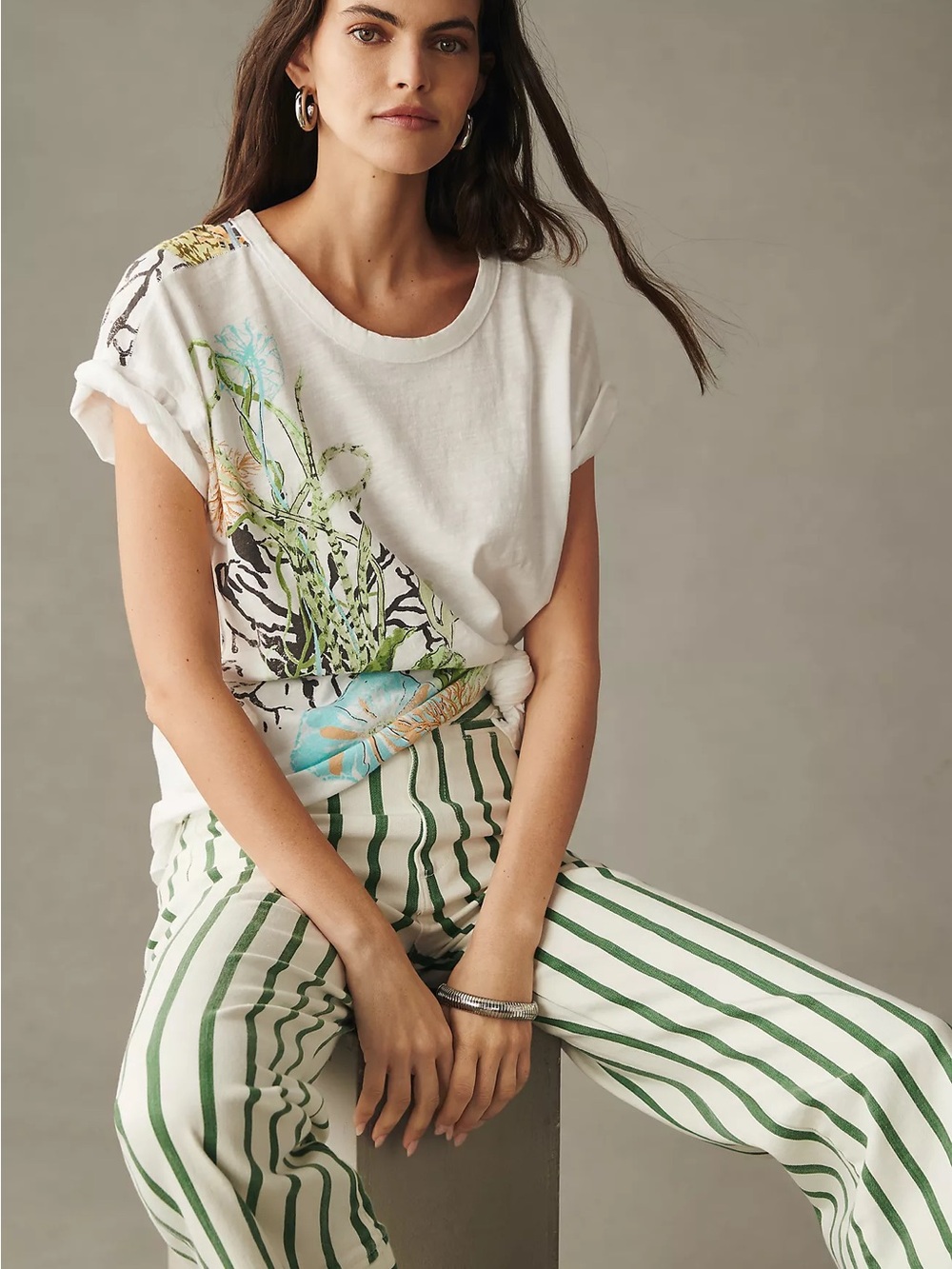 Pilcro Anthropologie Jordyn Cotton-Slub Crew-Neck Oversized Tee